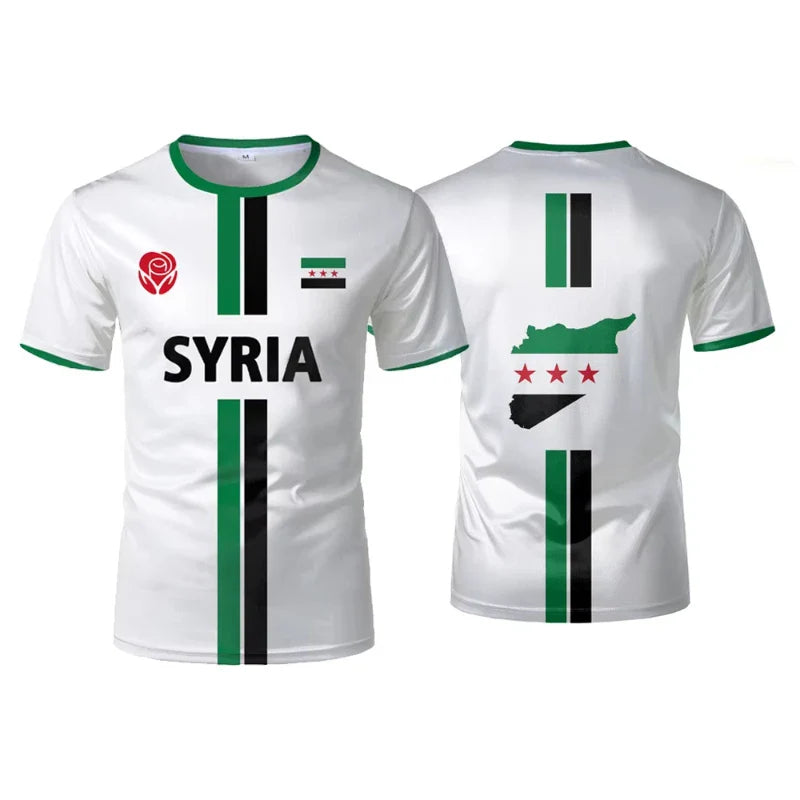 Oversized Voetbal T-shirt voor Heren met Syrische Vlag - Unisex, Comfortabel Katoen 5