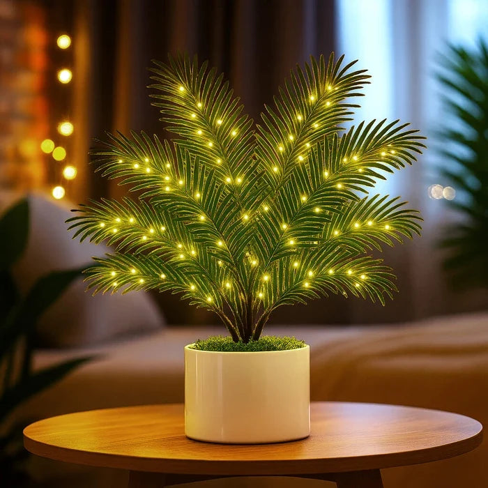 Palmen-Leuchte – künstliche Areca-Wedel mit warm leuchtenden Mini-Lichtern