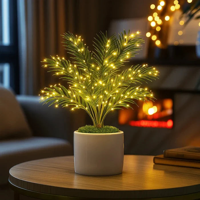 Palmen-Leuchte – künstliche Areca-Wedel mit warm leuchtenden Mini-Lichtern