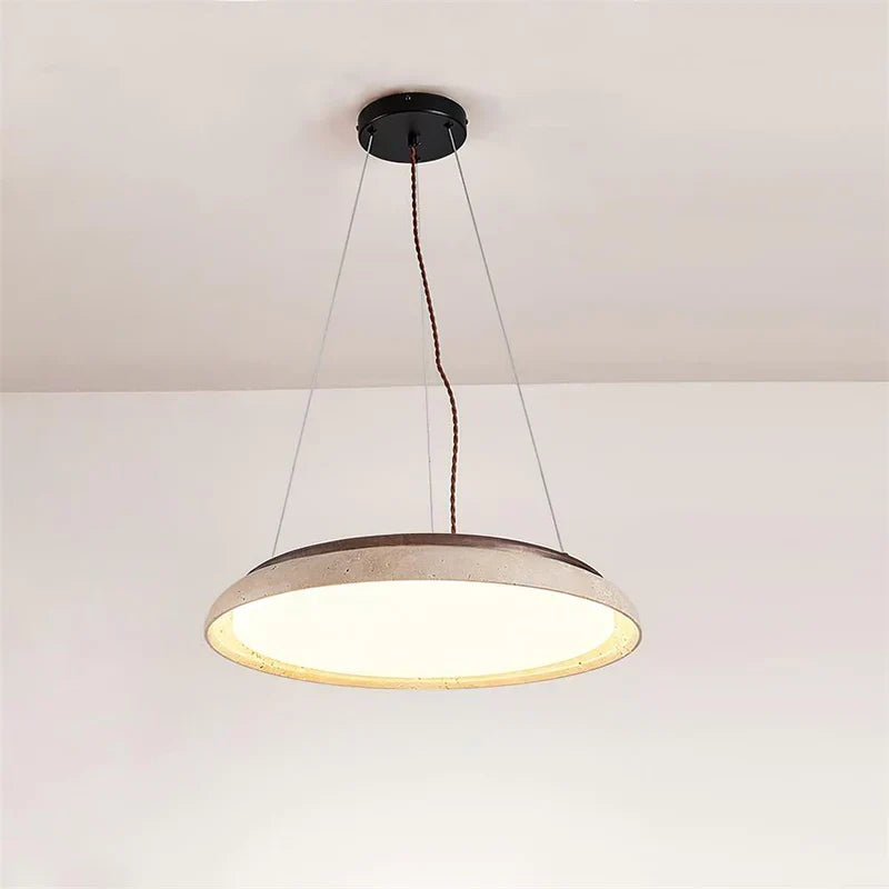 Pheme Wabi-Sabi Round Travertine Stone Pendant Light 0