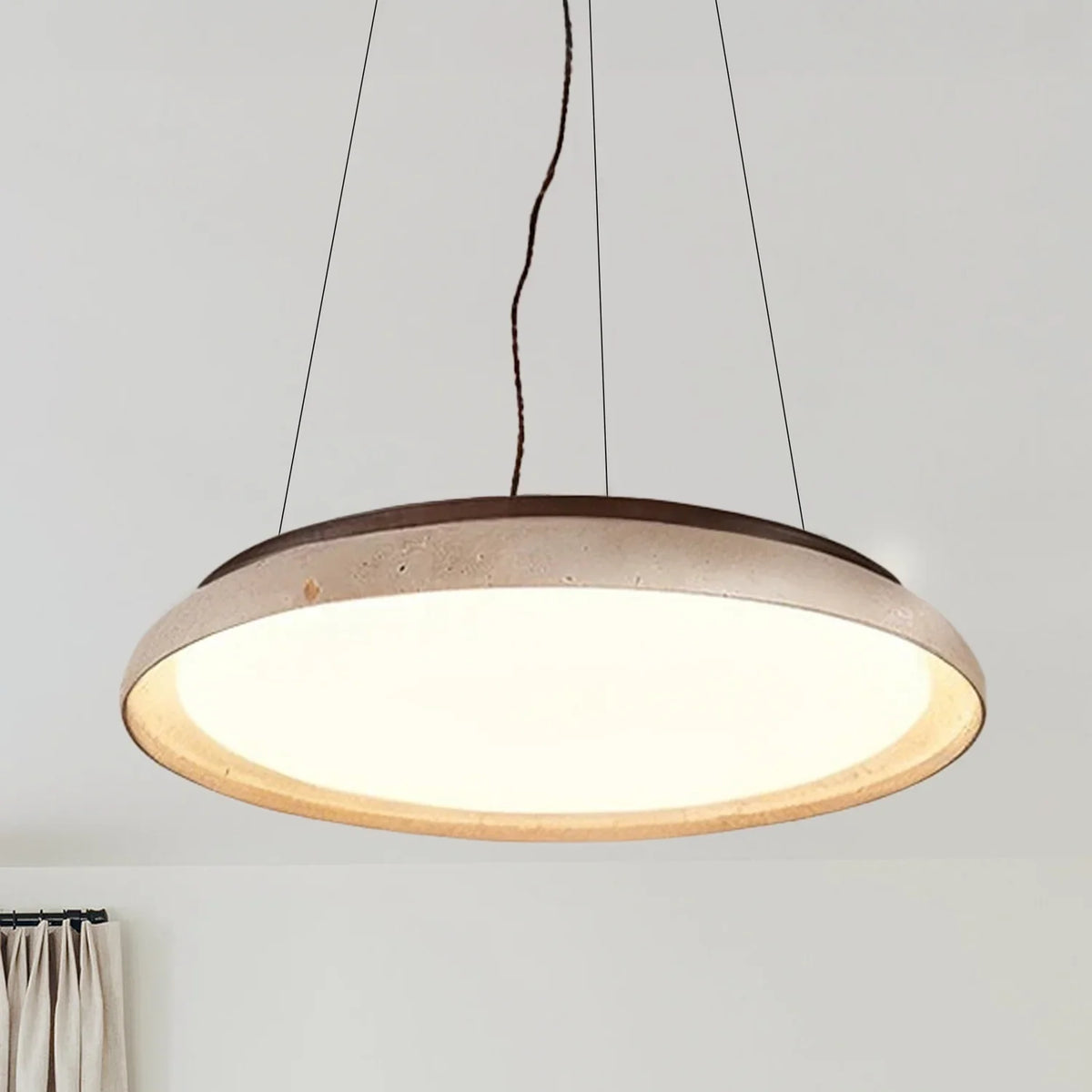 Pheme Wabi-Sabi Round Travertine Stone Pendant Light 2