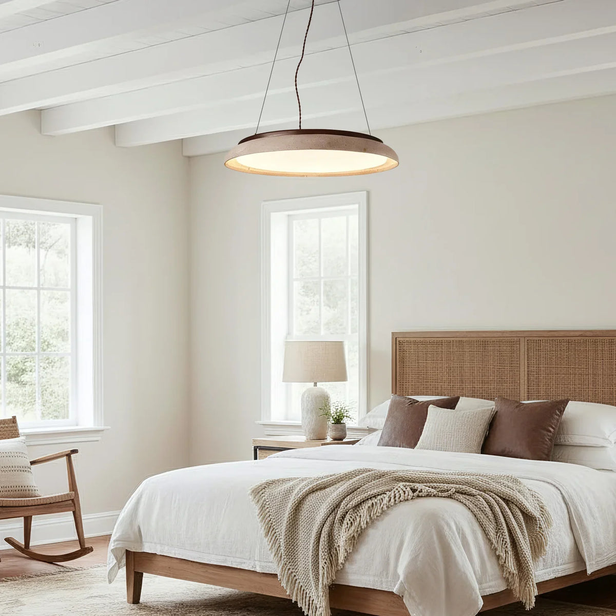 Pheme Wabi-Sabi Round Travertine Stone Pendant Light 4