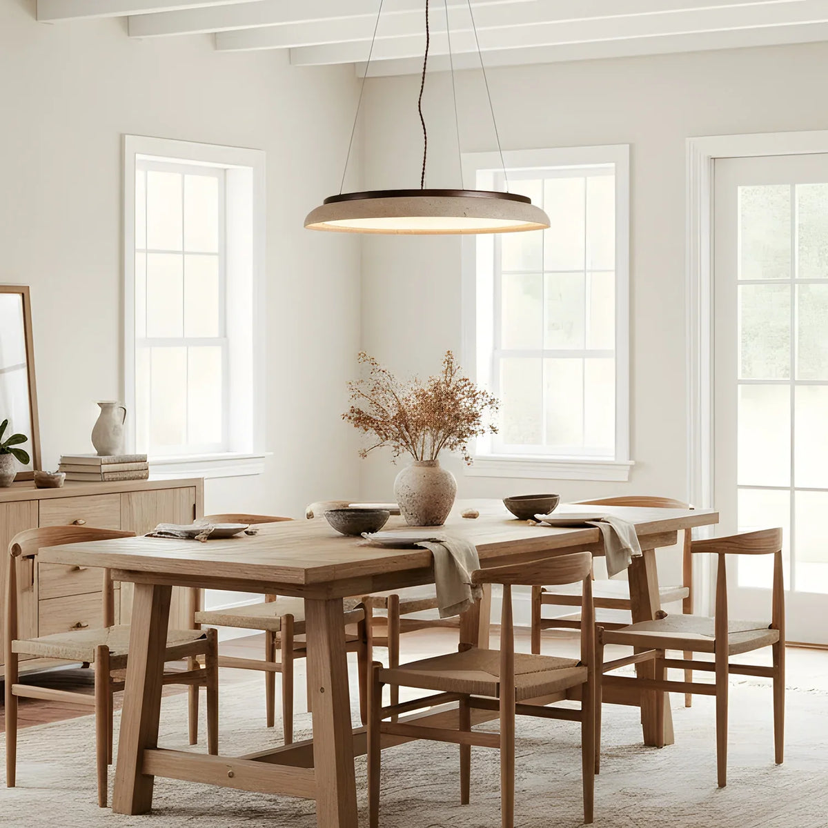Pheme Wabi-Sabi Round Travertine Stone Pendant Light 5