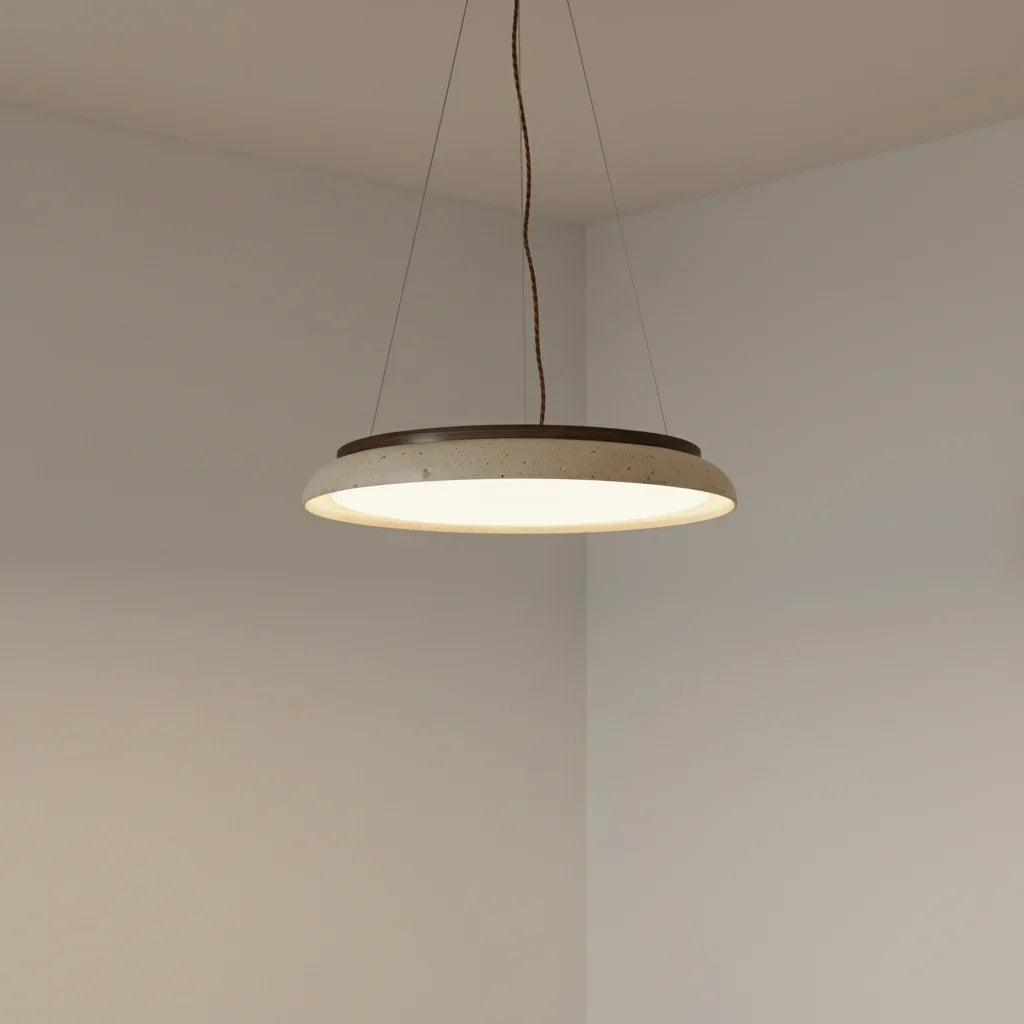 Pheme Wabi-Sabi Round Travertine Stone Pendant Light 8