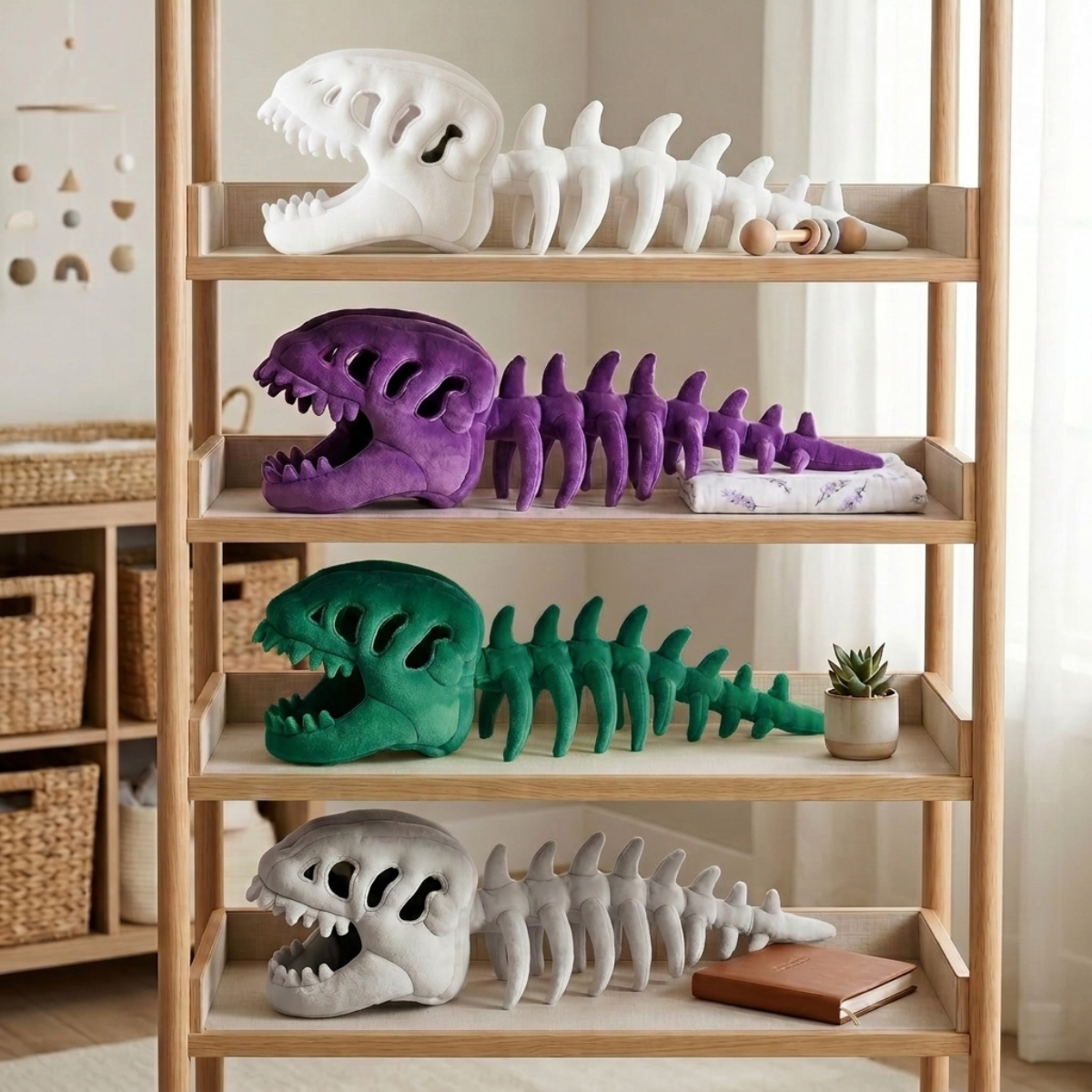 Pluche capuchon met dinosaurusschedel voor kinderen – verkleedkostuum met skeletruggengraat 2