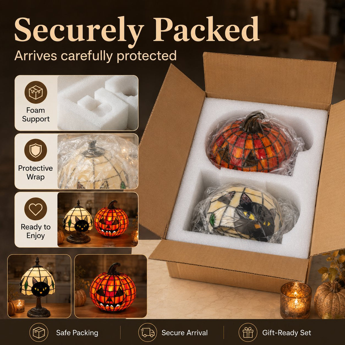 Pumpkin Glow Halloween Lamp Set — Ready-to-Display LED Lantern 1