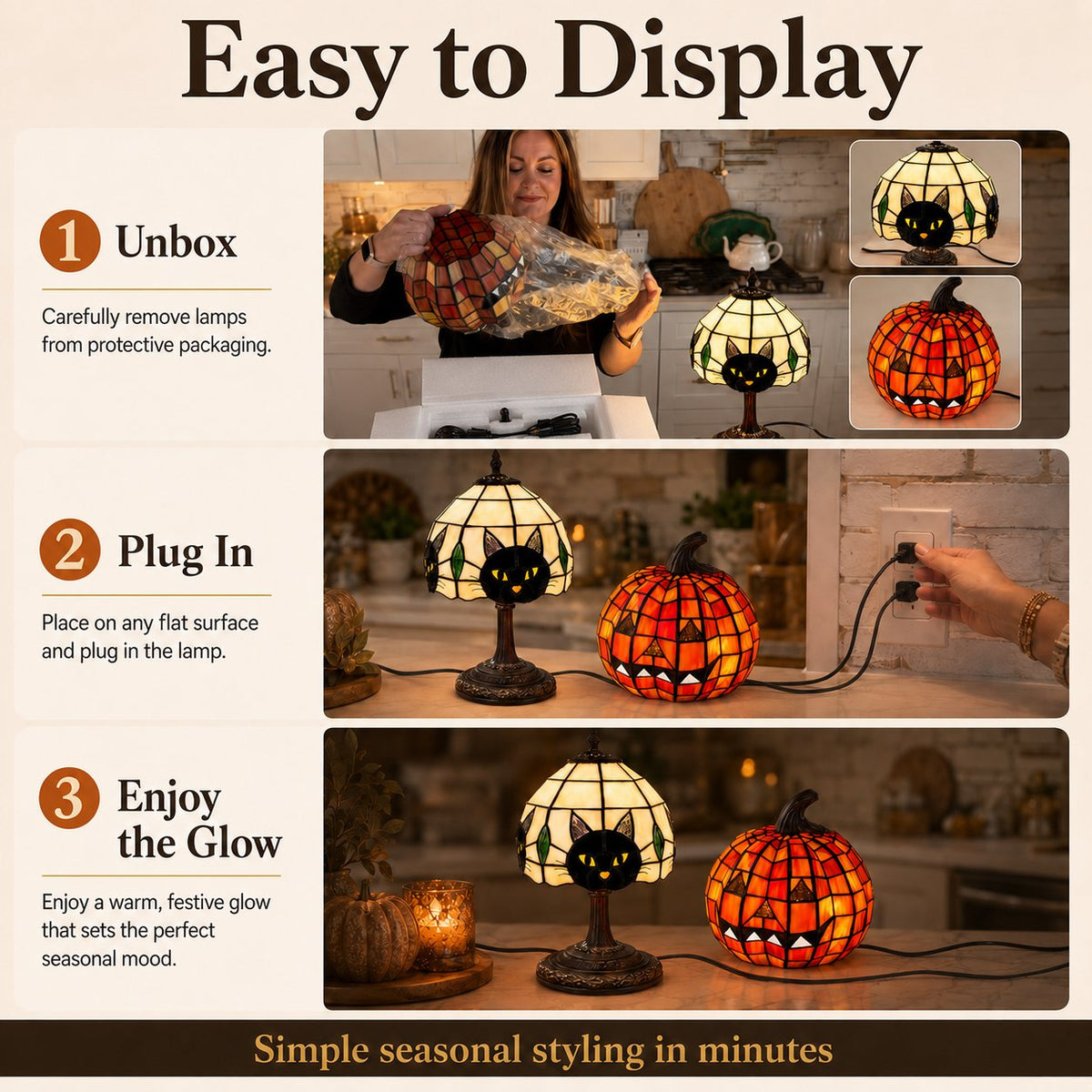 Pumpkin Glow Halloween Lamp Set — Ready-to-Display LED Lantern 2