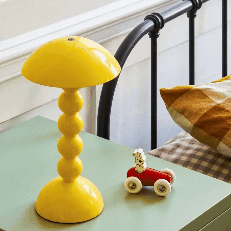 Rechargeable Bobbin-Shaped LED Lamp with Adjustable Brightness, Buttercream Finish 1