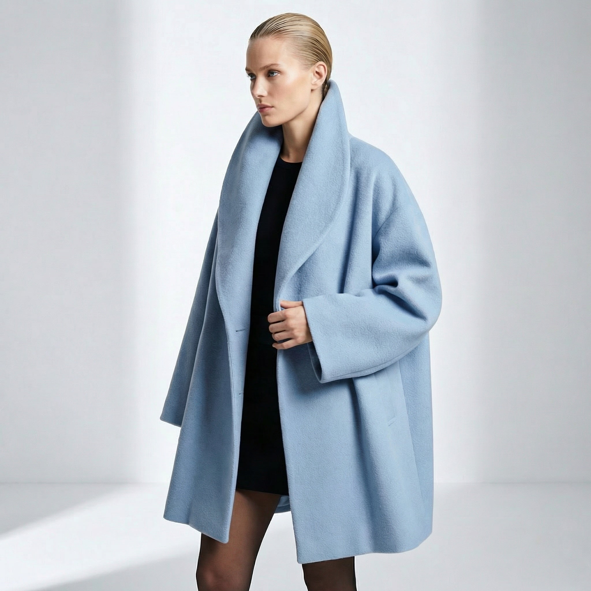 Nidia bunda - elegantní vlněná bunda se širokým límcem pro ženy