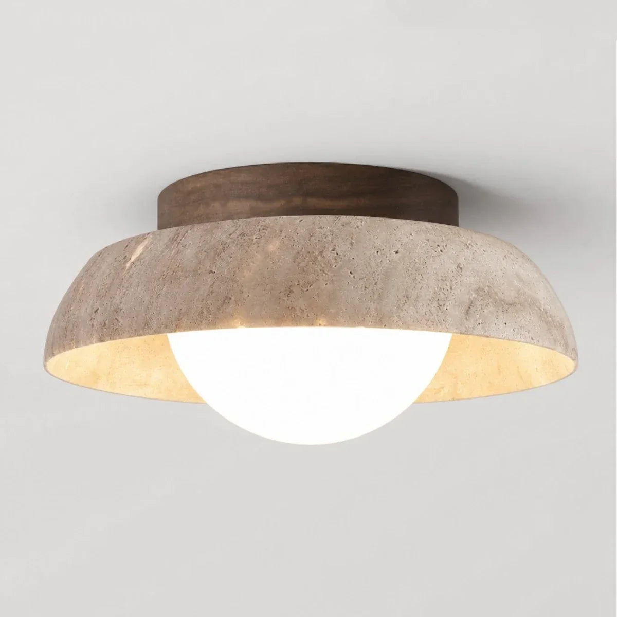 Rhysyn Wabi-Sabi Travertine Bowl LED Ceiling Light 0