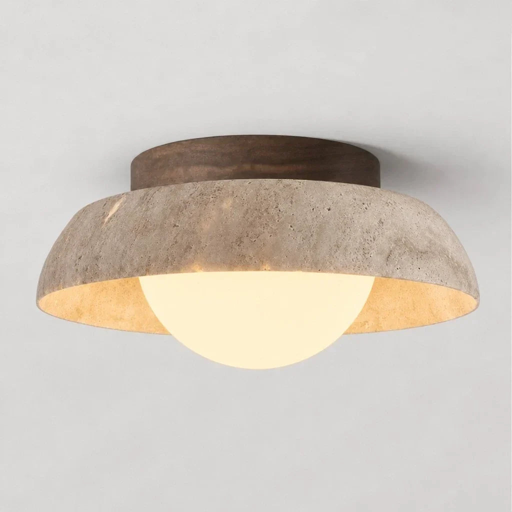 Rhysyn Wabi-Sabi Travertine Bowl LED Ceiling Light 9