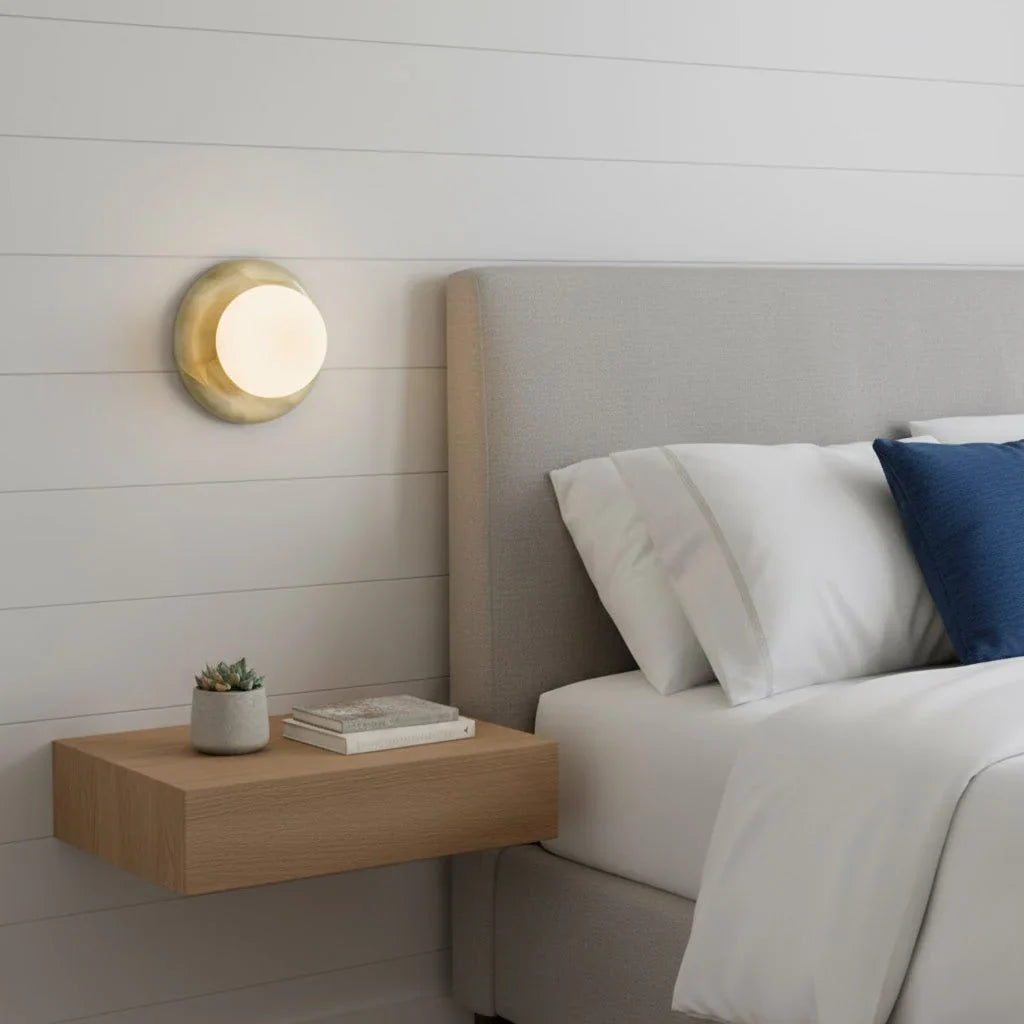 Jade-Wandlampe rund