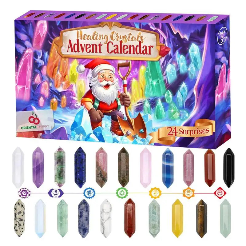 AuroraGems – Krystalový adventní kalendář 2025 s 24 drahokamy – Vánoční