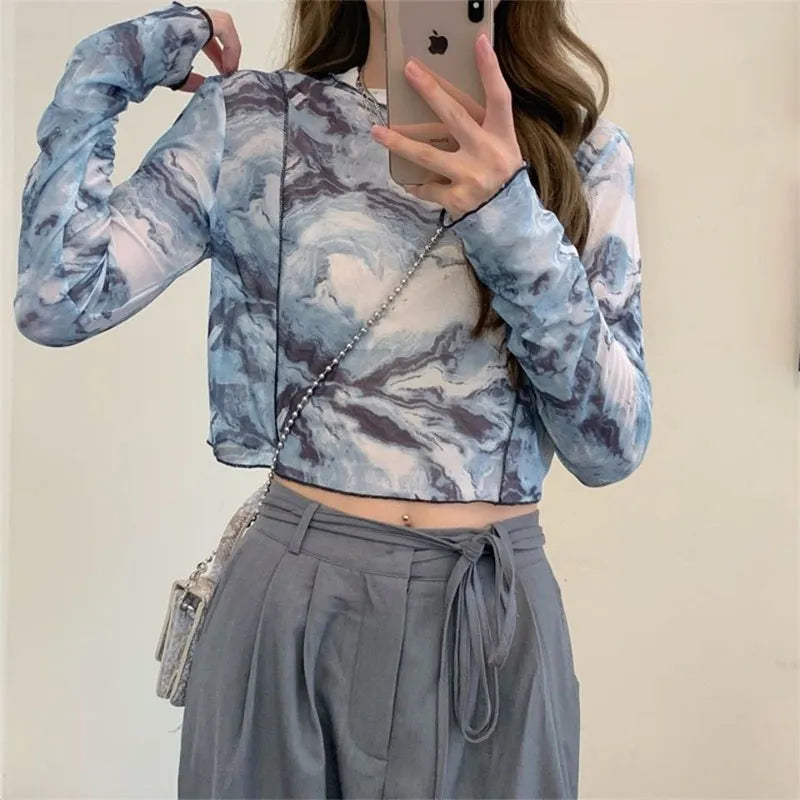 Rilla - Dame Langærmet Tie Dye T-shirt
