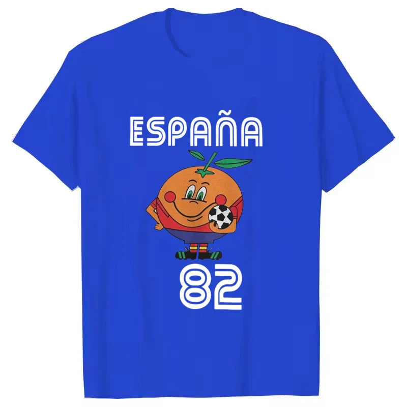 Naranjito T Shirt Men Women's T-Shirt Crewneck Espana 82 Spain Mascot 1982 Soccer Football Tee Shirt Clothing Plus Size VestraGear