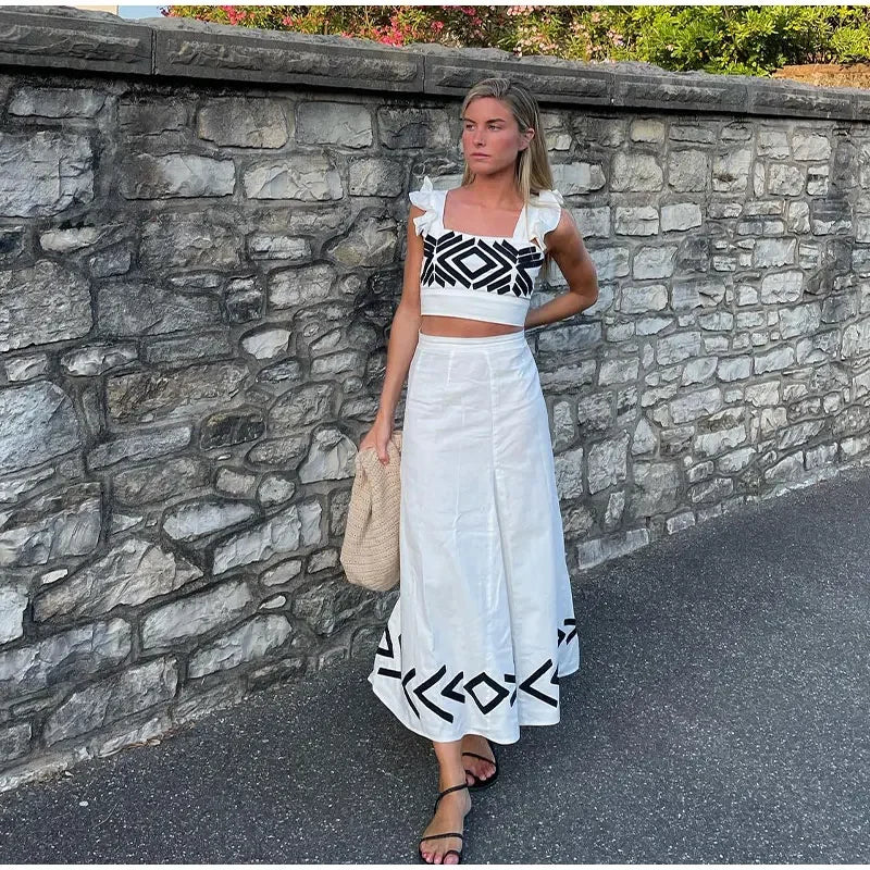 Ensemble jupe et top court sans manches à la mode - Rylee