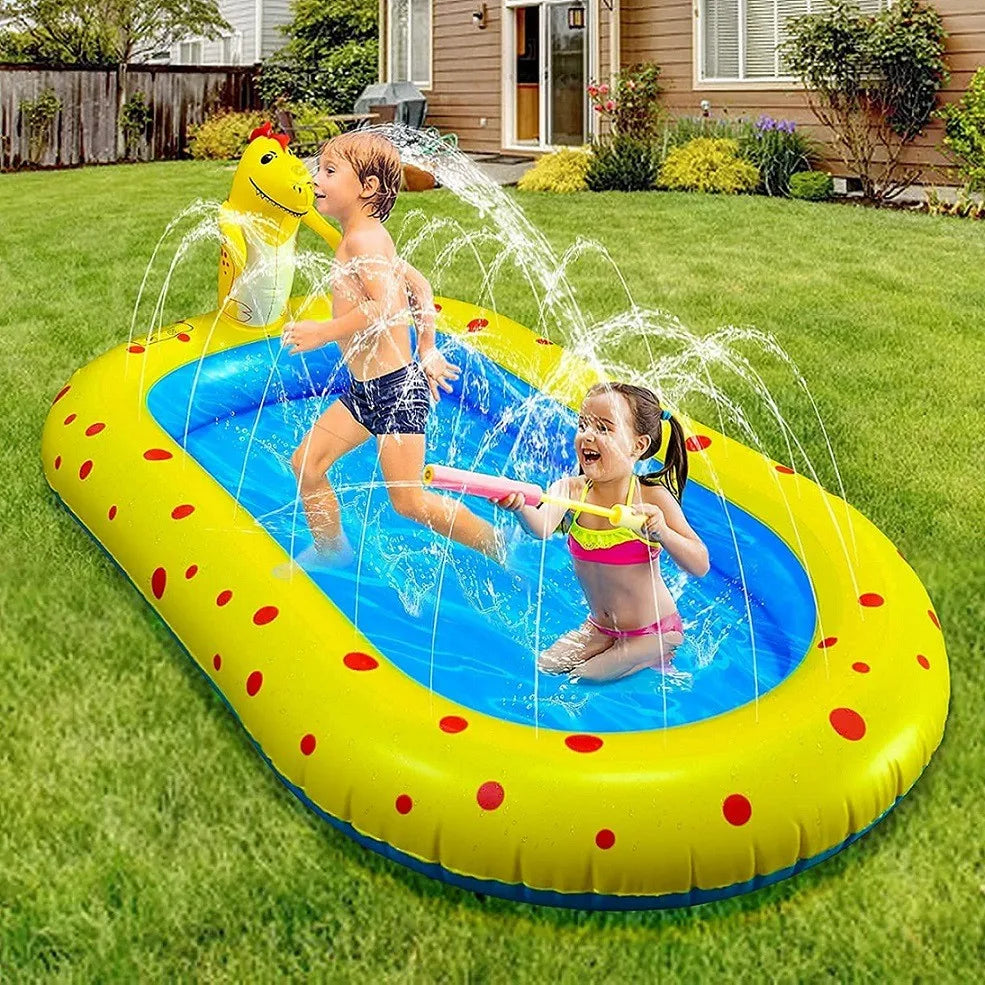 Wasserspielmatte Dinosaurier – Aufblasbarer Planschbereich mit Sprinklerfunktion