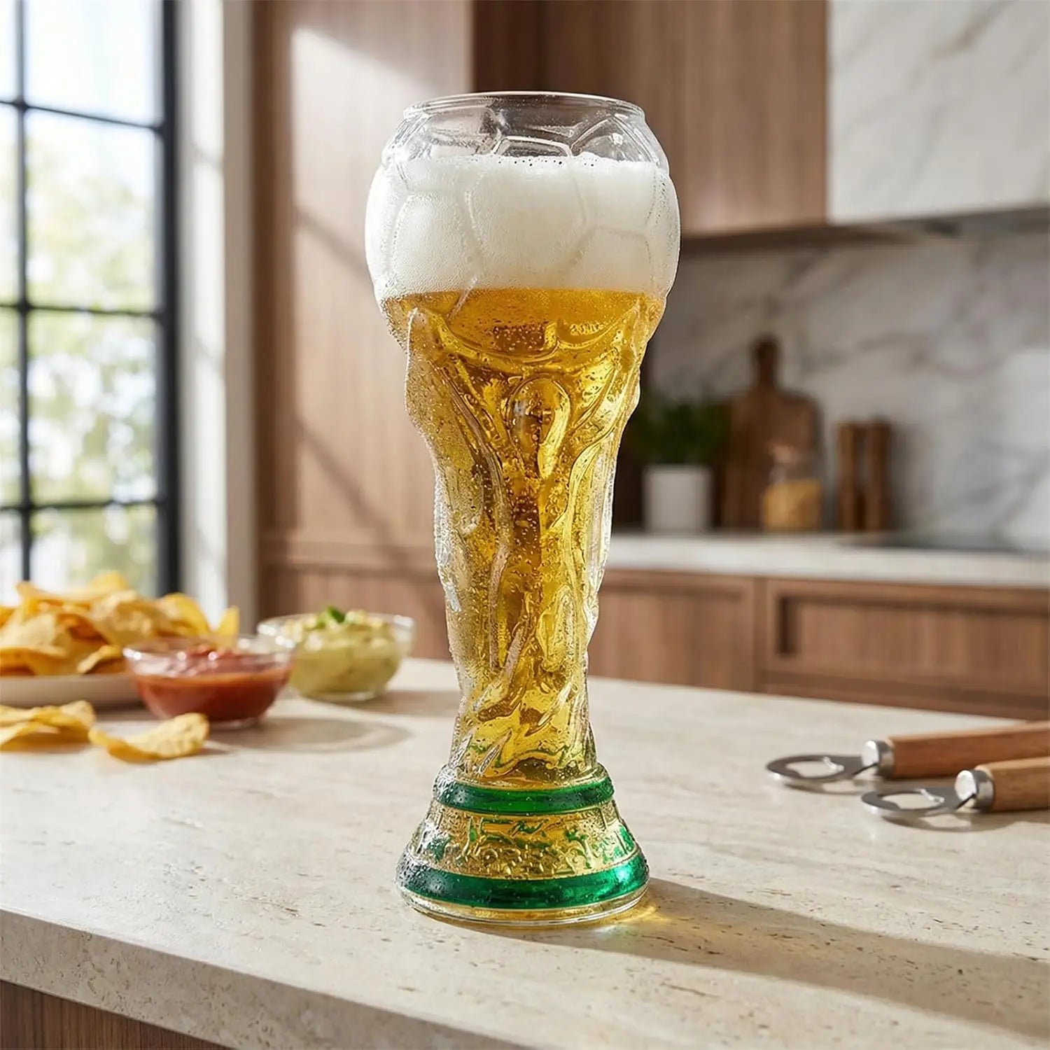 Trophy Beer Glass for World Cup 2026, Premium Soccer Themed Beer Glasses, for Game Day Parties, Man Cave & Football Fan Gifts VestraGear