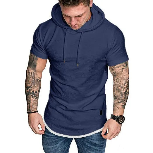 Bolendo Goos - Sweat à capuche homme à manches courtes avec cordon de serrage, confortable et tendance