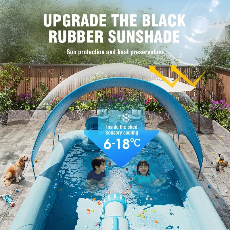 Aufblasbarer Pool – Großes Familienbecken mit Sonnendach & robustem PVC