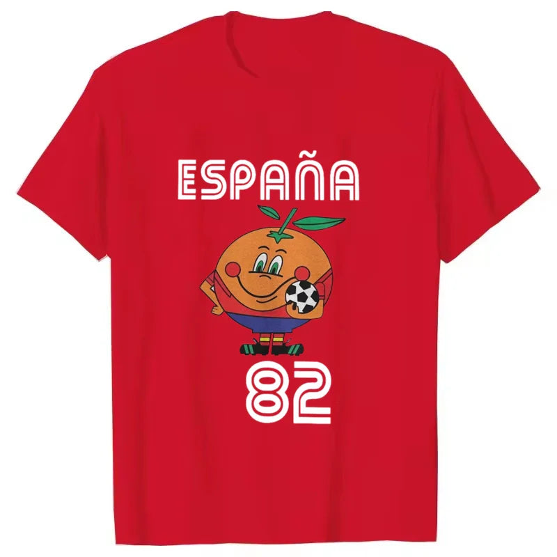 Naranjito T Shirt Men Women's T-Shirt Crewneck Espana 82 Spain Mascot 1982 Soccer Football Tee Shirt Clothing Plus Size VestraGear