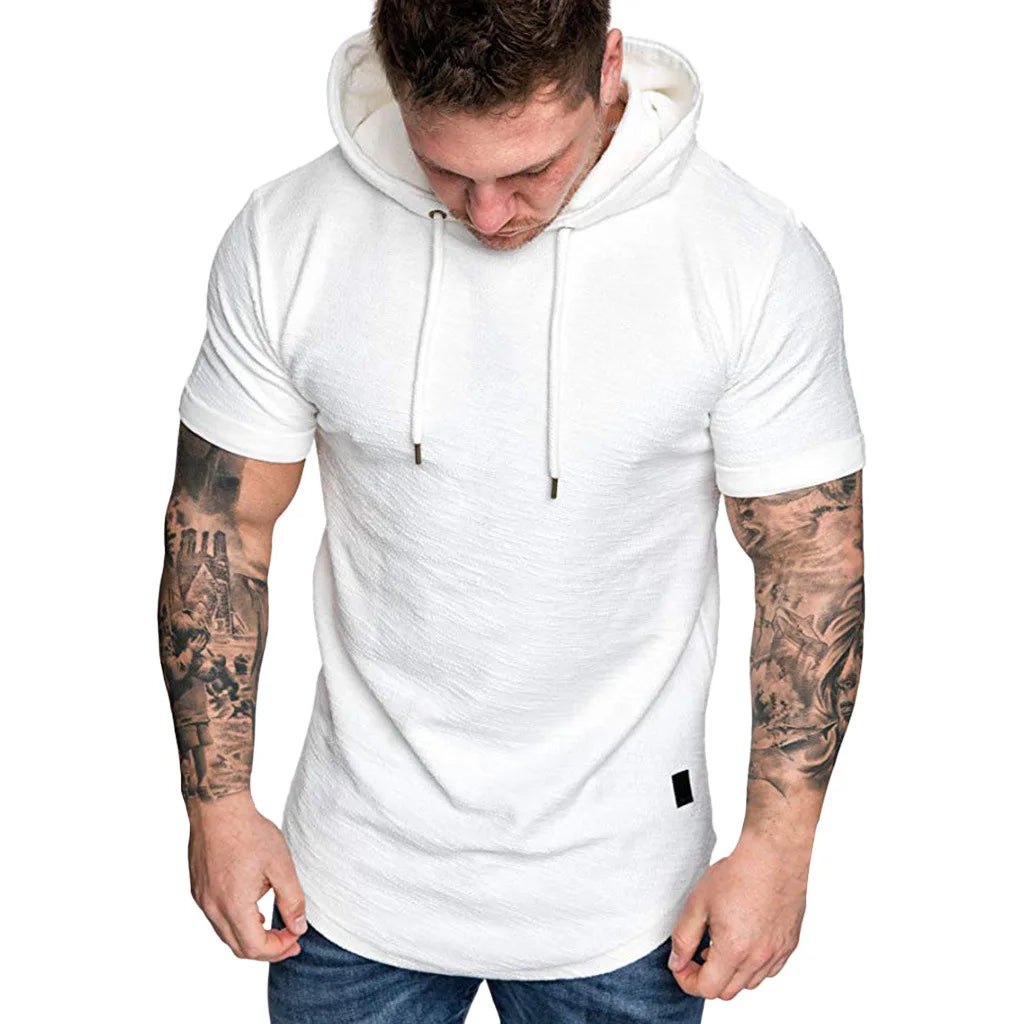 Bolendo Goos - Sweat à capuche homme à manches courtes avec cordon de serrage, confortable et tendance