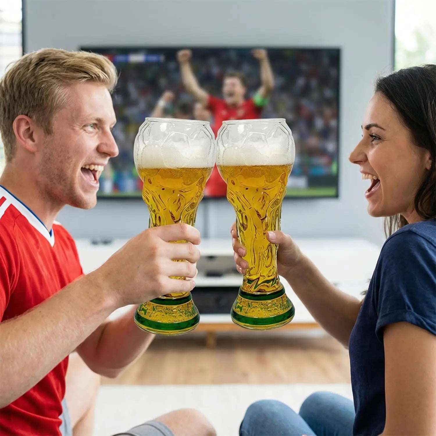 Trophy Beer Glass for World Cup 2026, Premium Soccer Themed Beer Glasses, for Game Day Parties, Man Cave & Football Fan Gifts VestraGear
