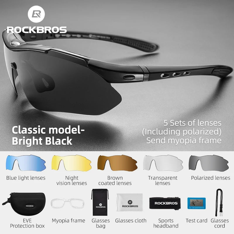 Polarized Fahrradbrille UV400 – Photochrome Sportbrille mit Wechselgläsern für Outdoor & Radfahren