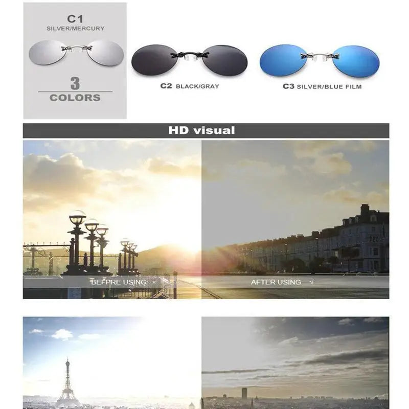 Næseclip solbrille – kantløs mini-brille i vintage-look