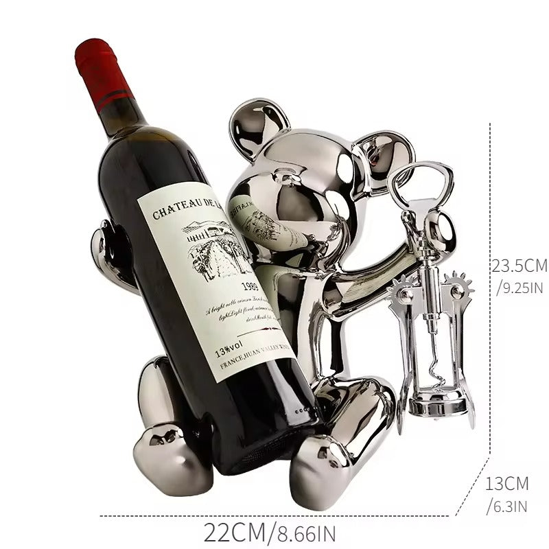 Bären-Weinregal mit Becherhalter – Stilvolle Heimdekoration