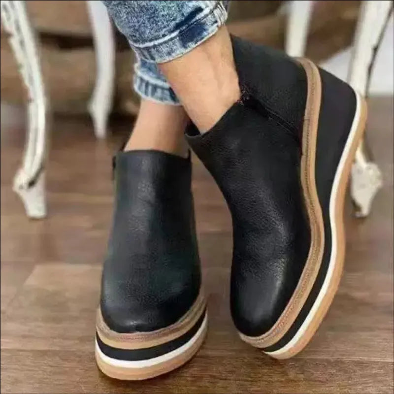 Monvida – Damen Stiefeletten mit Plateau und seitlichem Reißverschluss