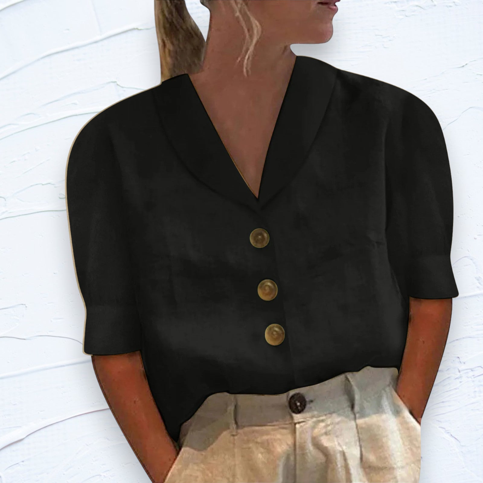 Top donna lussuoso con colletto e bottoni - Harley