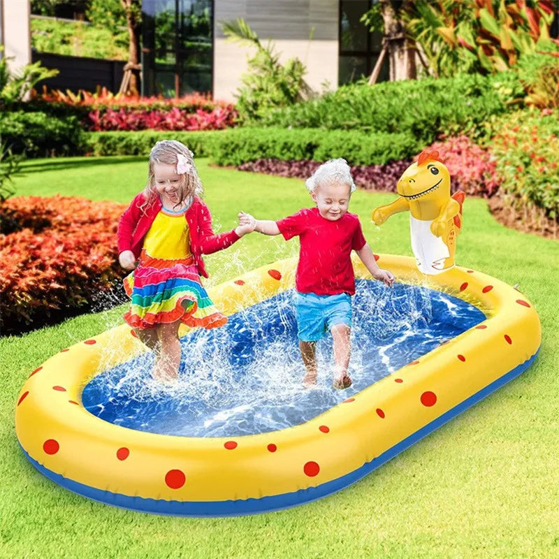 Wasserspielmatte Dinosaurier – Aufblasbarer Planschbereich mit Sprinklerfunktion