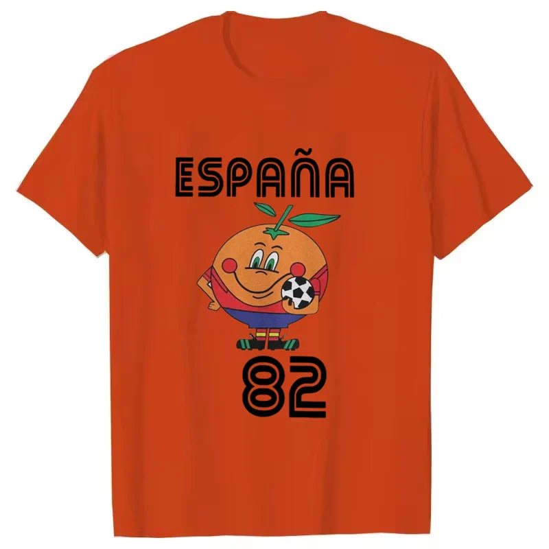 Naranjito T Shirt Men Women's T-Shirt Crewneck Espana 82 Spain Mascot 1982 Soccer Football Tee Shirt Clothing Plus Size VestraGear