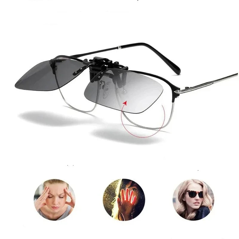 Lunettes de soleil clip-on polarisées – protection UV & protection anti-éblouissement pratique pour porteurs de lunettes