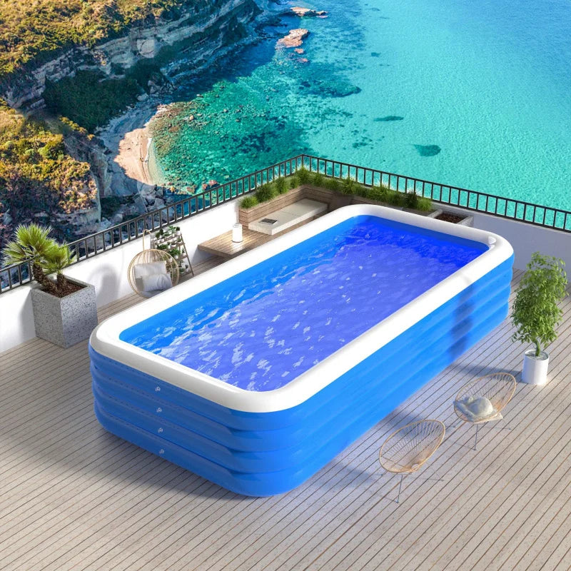 Oppustelig Pool – Stor Rektangulær Familiepool til Have & Terrasse
