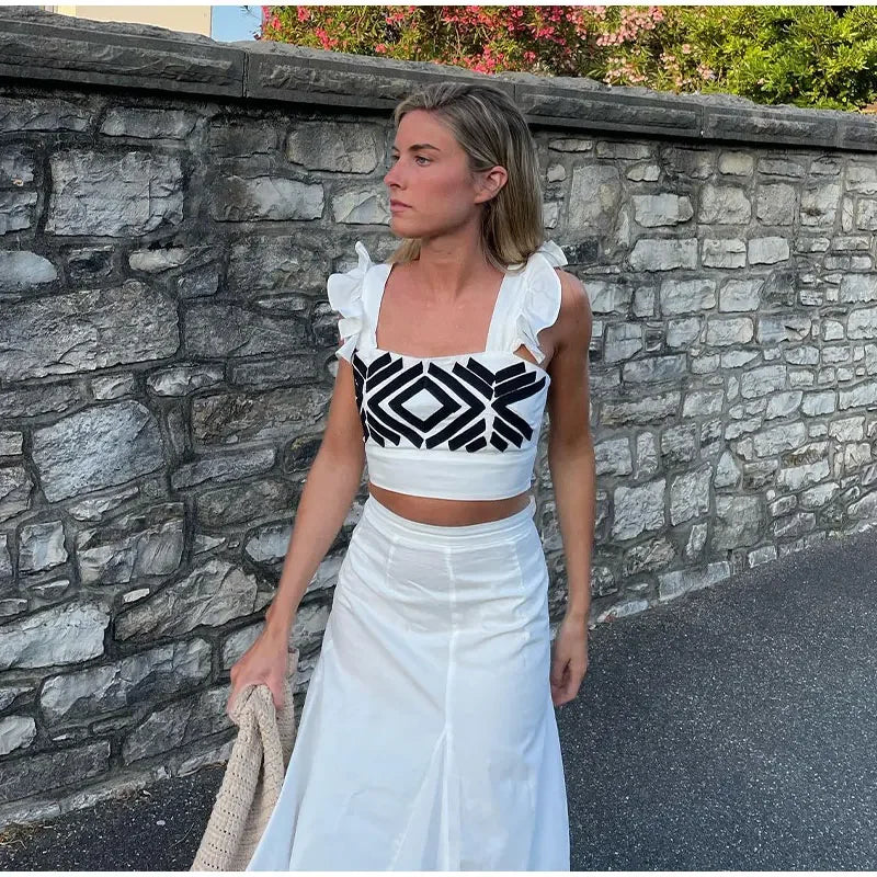 Ensemble jupe et top court sans manches à la mode - Rylee