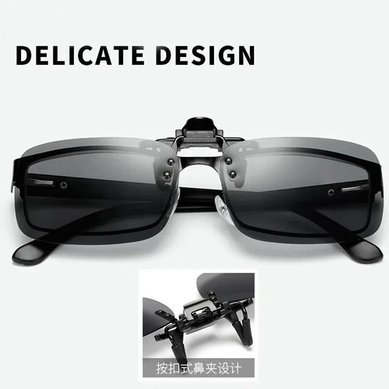 Lunettes de soleil clip-on polarisées – protection UV & protection anti-éblouissement pratique pour porteurs de lunettes