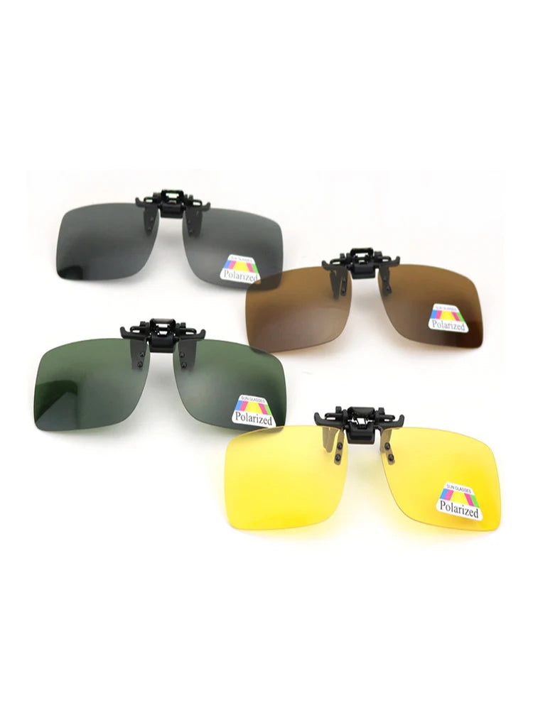 Lunettes de soleil clip-on polarisées – protection UV & protection anti-éblouissement pratique pour porteurs de lunettes