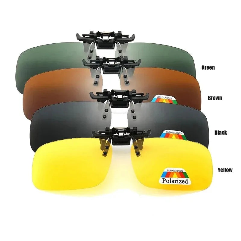 Lunettes de soleil clip-on polarisées – protection UV & protection anti-éblouissement pratique pour porteurs de lunettes