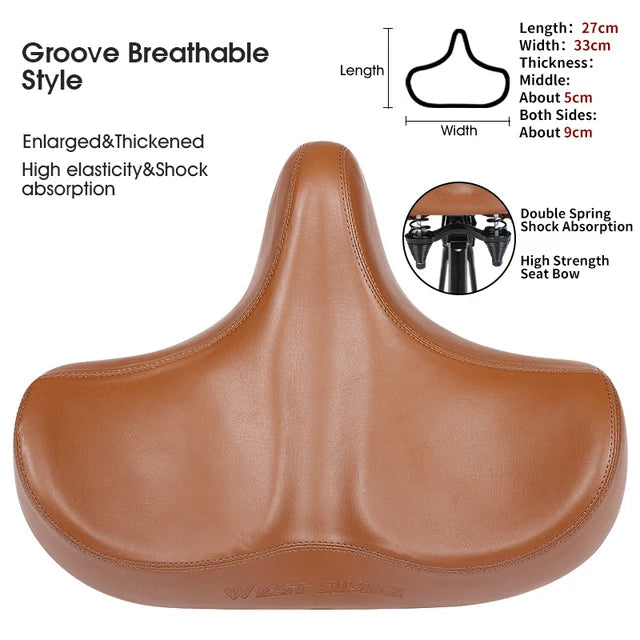Bolendo Westbiking Extra Wide Bicycle Saddle - Ultimativer Komfort und Schmerzlinderung