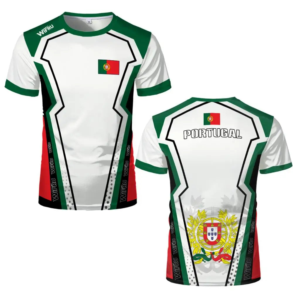 2026 New Portugal Flag Print Jersey Summer Outdoor Breathable Quick-drying Football Tee Men's And Women's Sporty Crew Neck Top VestraGear