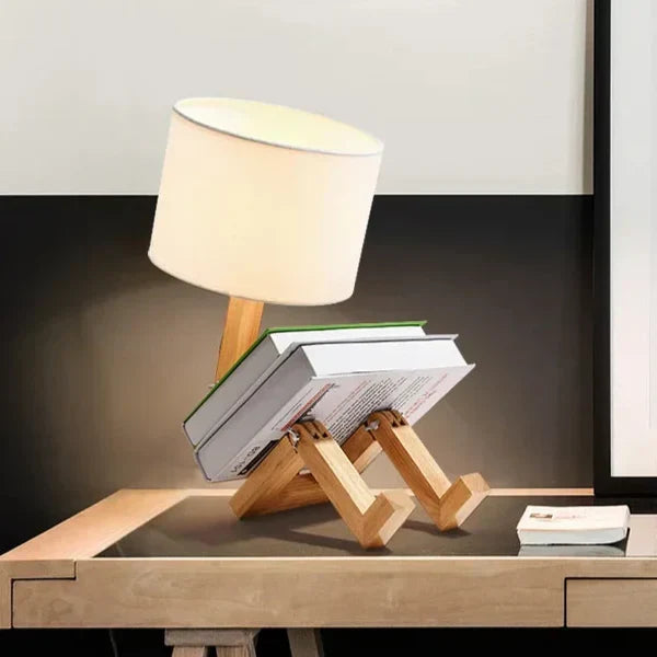RutanFlex lampe de table robotisée réglable en bois avec support pour livres
