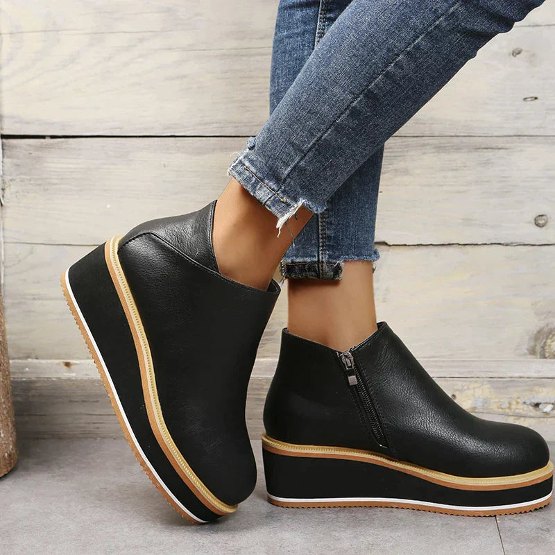 Dames Wedge Enkelboots – Comfortabele Platform Instappers met Rits Vestragear