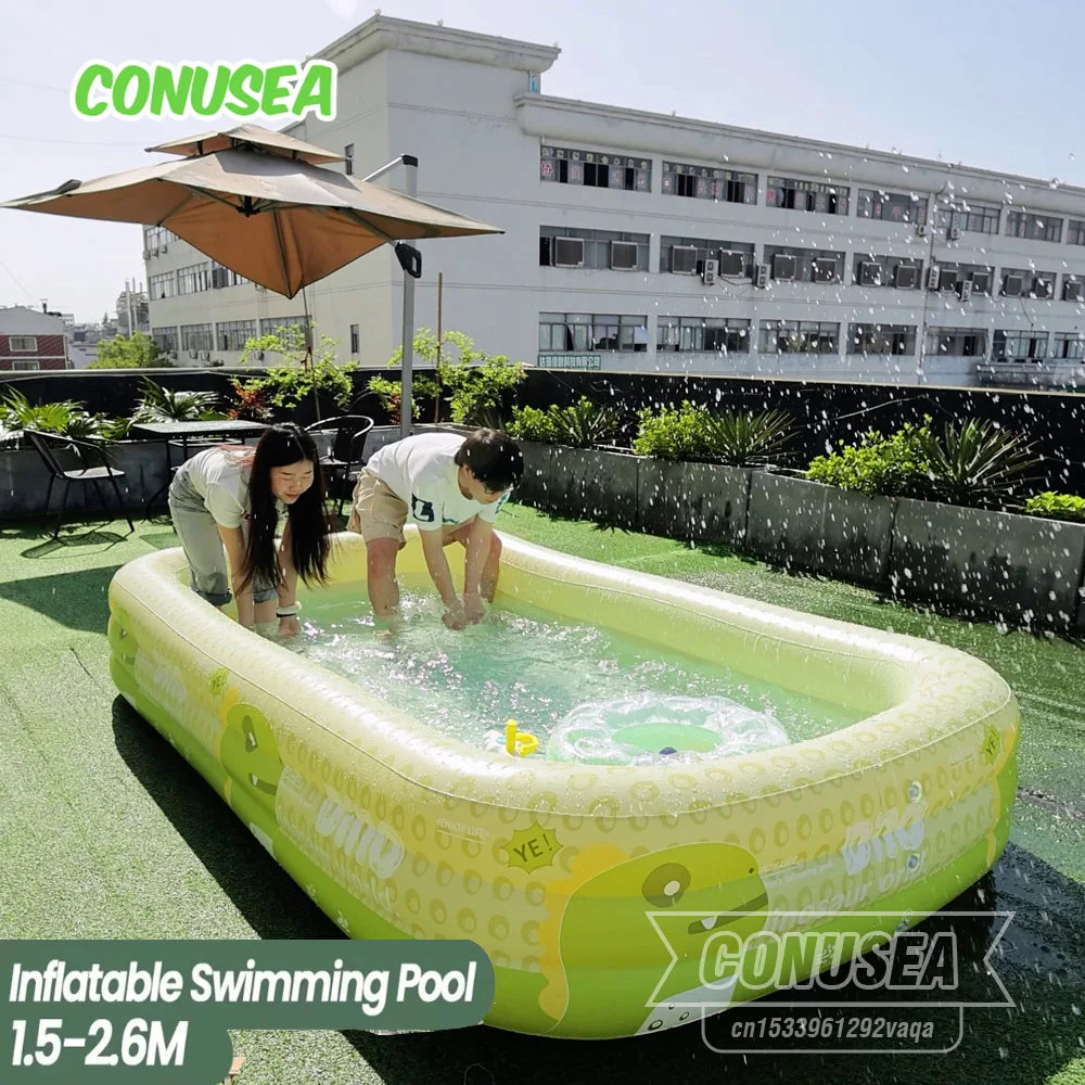 Piscine gonflable pour enfants – Grand bassin de jardin avec toit solaire & PVC robuste