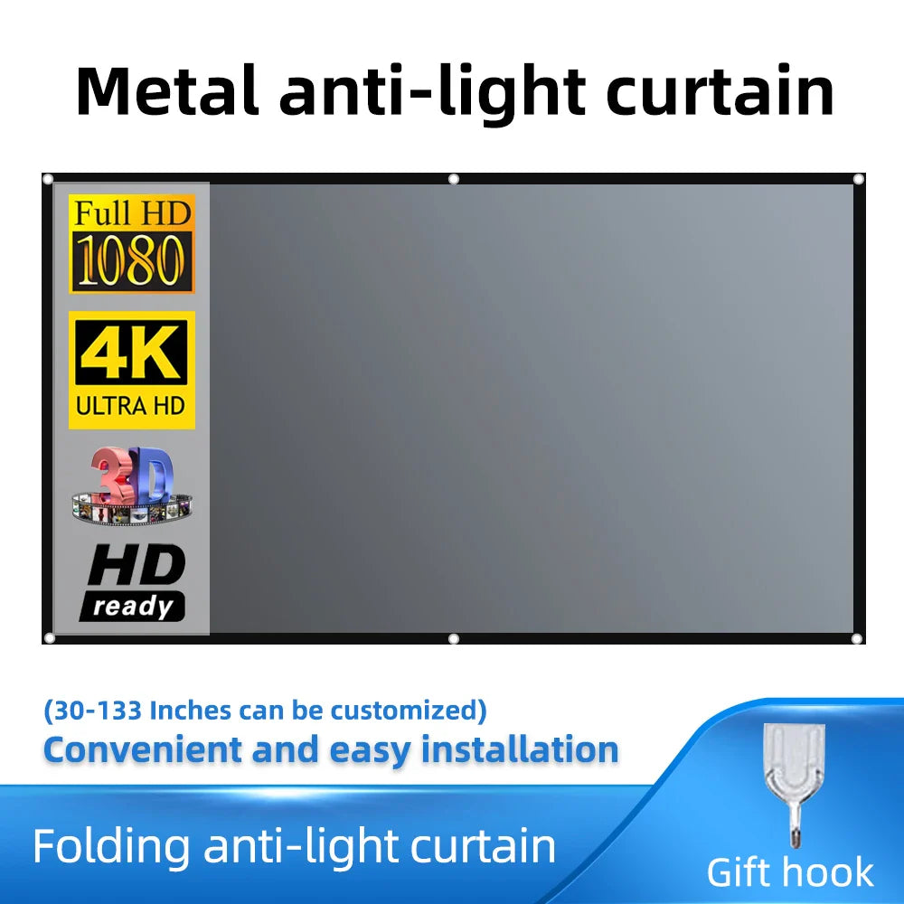Salange Projector Screen 16:9 Metal Anti Light Curtain Reflective Fabric Cloth For YG300 XGIMI H3 HALO Mogo Xiaomi DLP Projector VestraGear