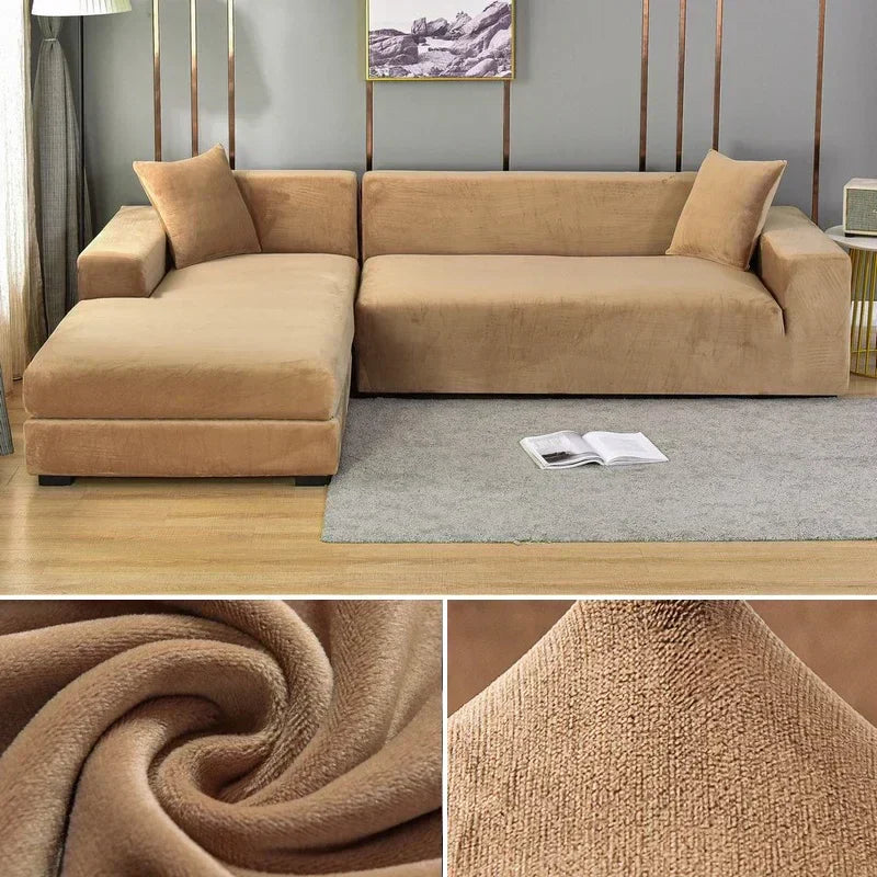 Stretch-Sofabezug – Weicher Samt, Rutschfest & Elastische Passform