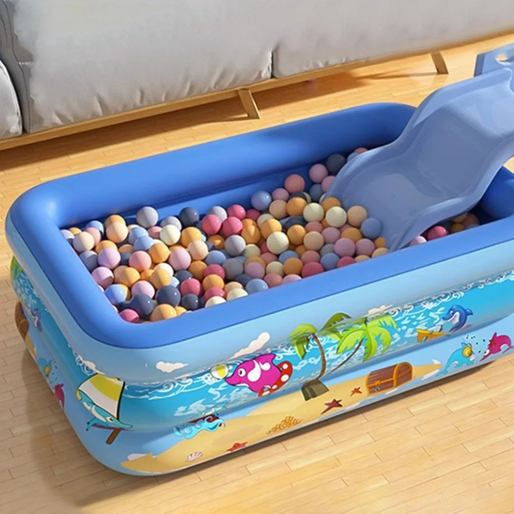 Aufblasbarer Kinderpool – Rechteckiges Planschbecken mit Cartoon-Design & PVC-Wänden