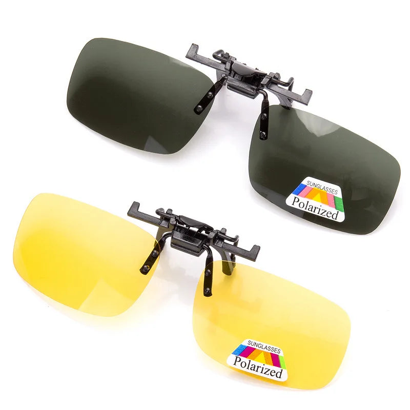 Lunettes de soleil clip-on polarisées – protection UV & protection anti-éblouissement pratique pour porteurs de lunettes