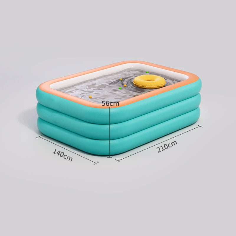 Piscine gonflable – Bassin familial rectangulaire en PVC 0,4 mm & valve de vidange